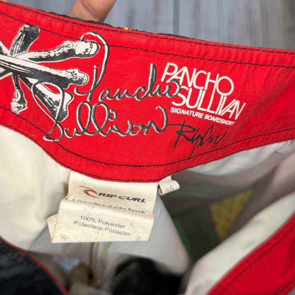 Rip Curl Pancho Sullivan Signature Boardshorts Mens 36 Green Yellow Black Red